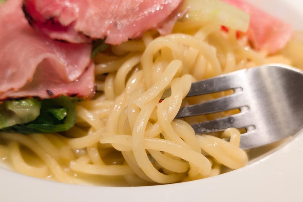 ぷりぷりのパスタ