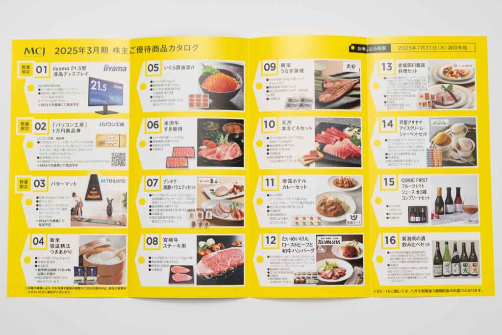 MCJ 2025/03期の優待カタログ